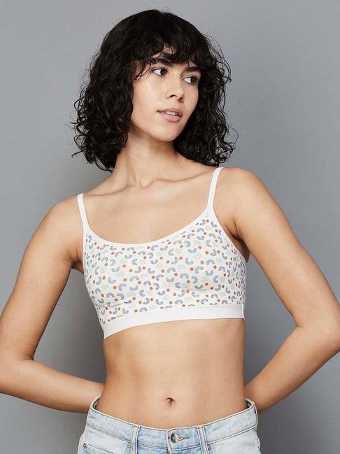 ginger by lifestyle cream printed t-shirt bra