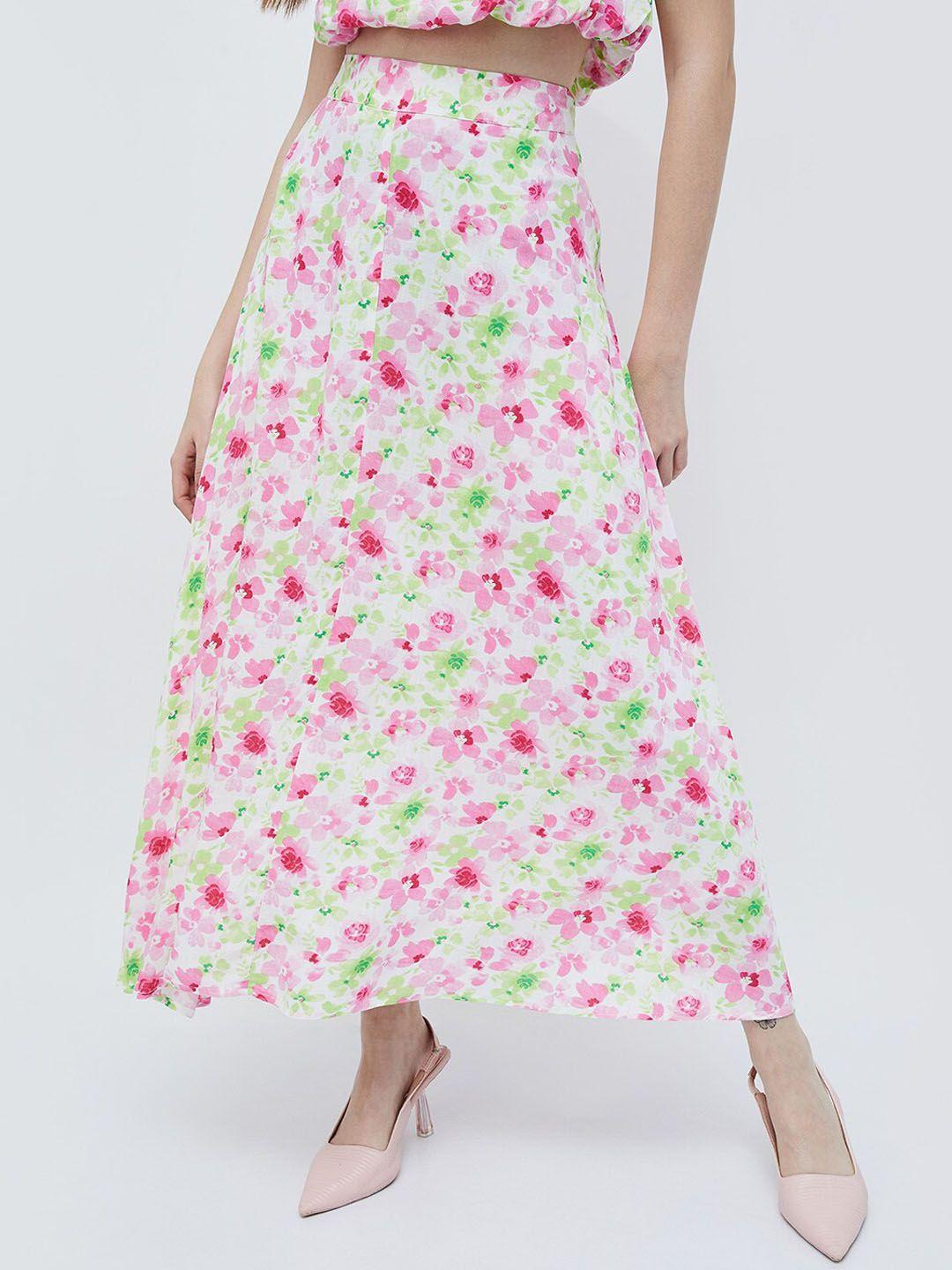 ginger by lifestyle floral printed midi flared skirt