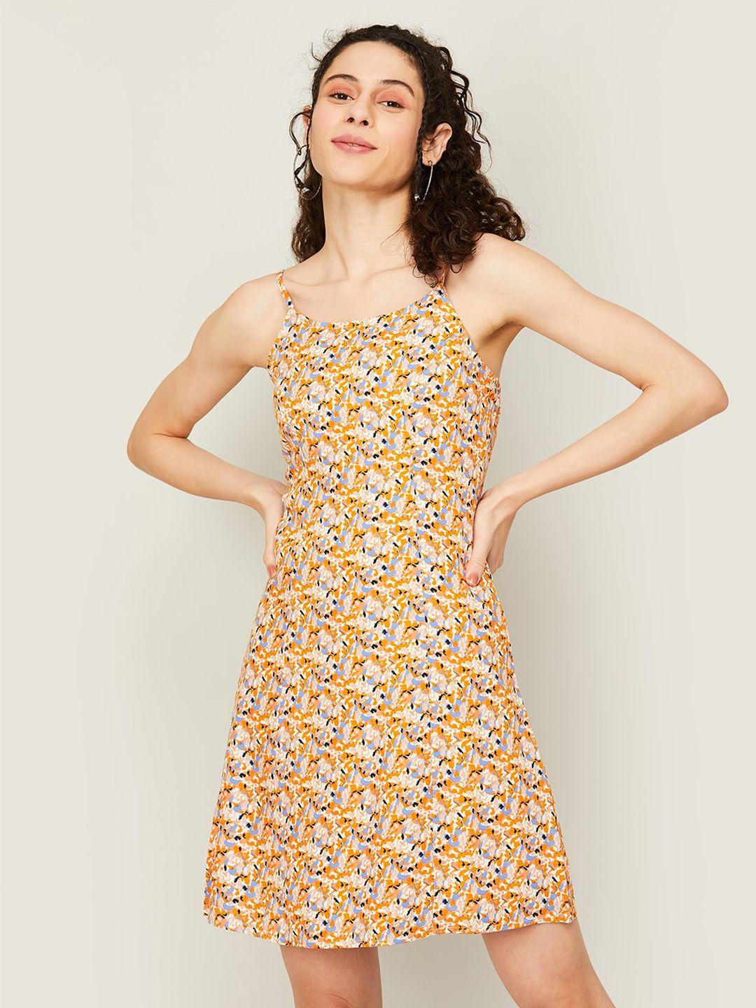 ginger by lifestyle floral printed shoulder straps a-line dress