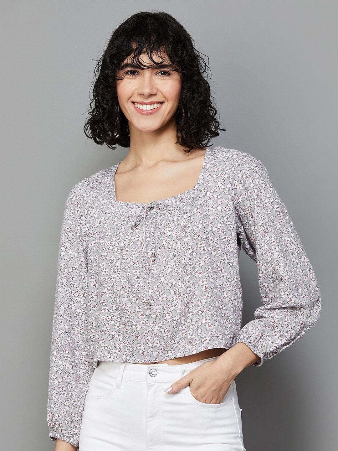 ginger by lifestyle floral printed square neck regular top