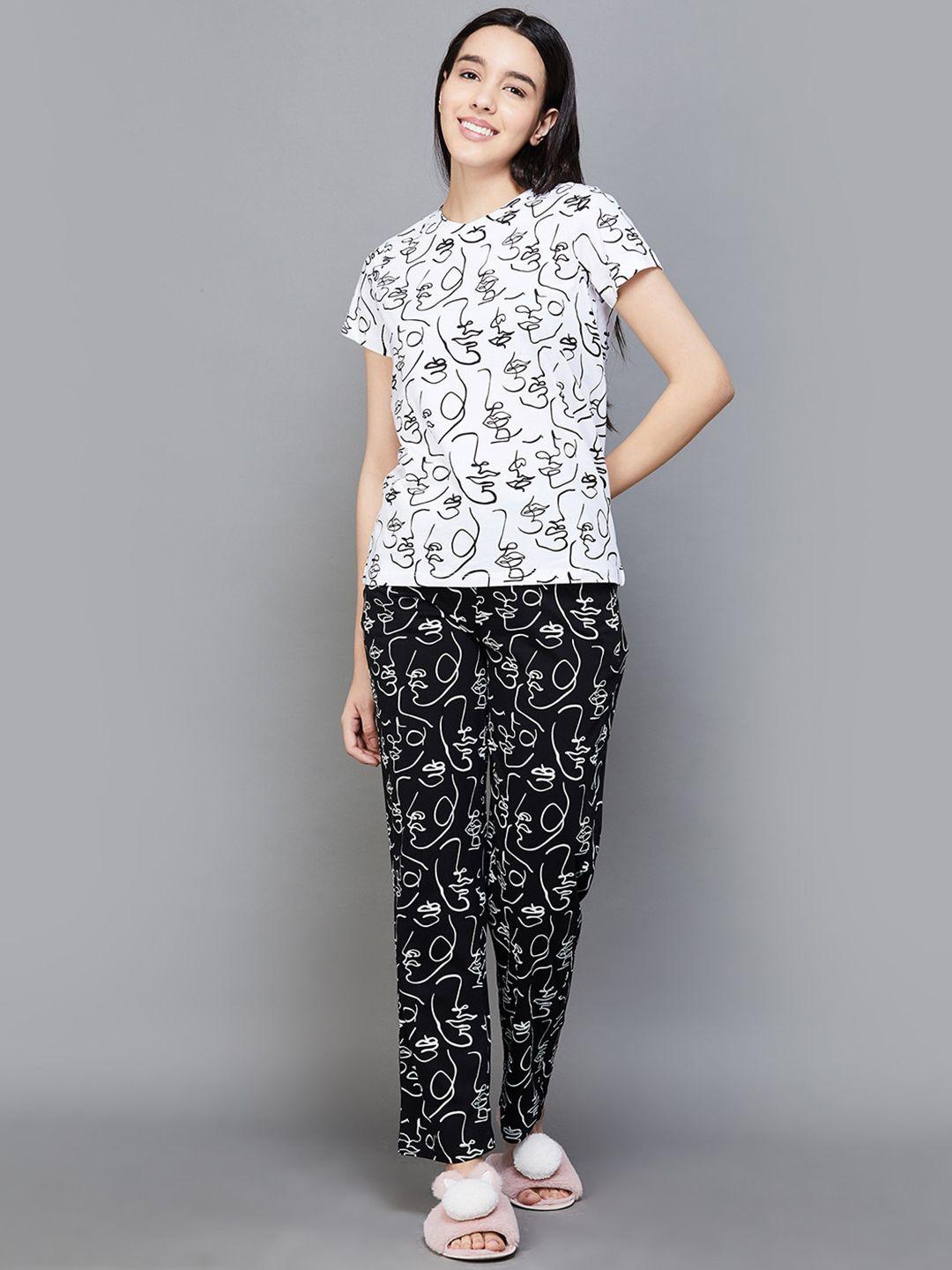 ginger by lifestyle graphic printed pure cotton t-shirt with pyjama