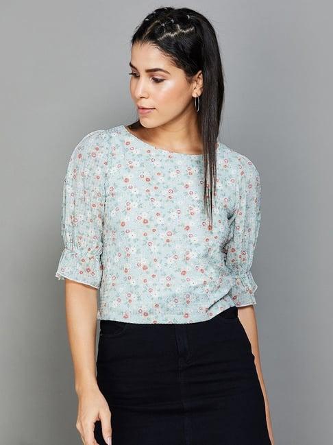 ginger by lifestyle green floral print top