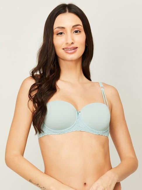 ginger by lifestyle green lace pattern demi cup bra