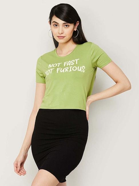 ginger by lifestyle green printed t-shirt