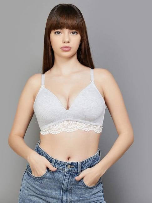 ginger by lifestyle grey lace work t-shirt bra