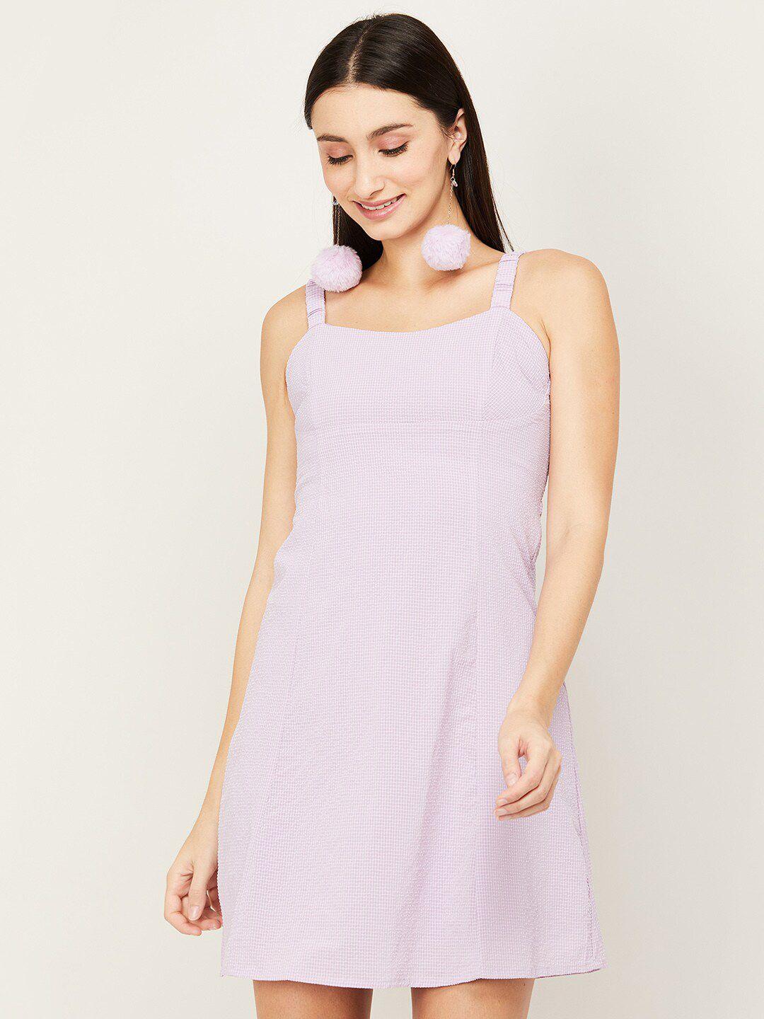 ginger by lifestyle lavender checked a-line dress