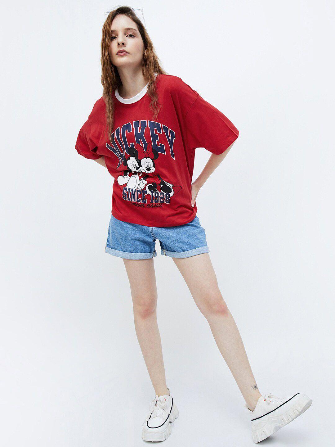 ginger by lifestyle mickey printed cotton t-shirt