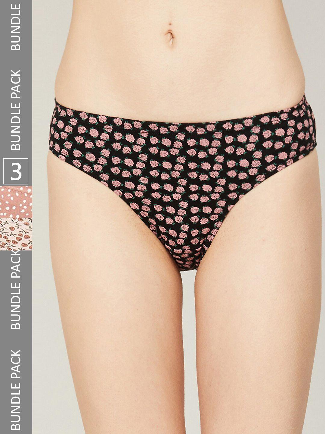 ginger by lifestyle pack of 3 printed cotton briefs