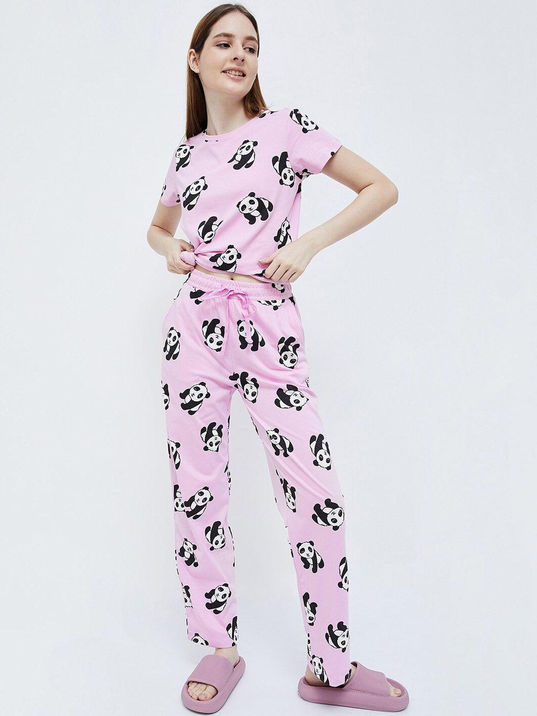 ginger by lifestyle panda printed night suit