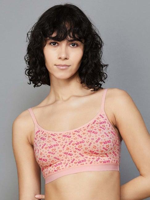 ginger by lifestyle peach printed t-shirt bra