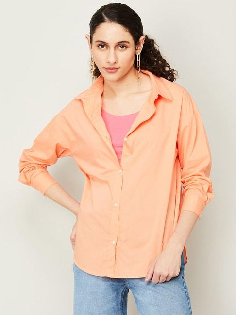 ginger by lifestyle peach regular fit shirt