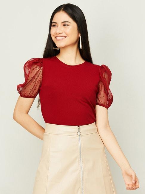 ginger by lifestyle red regular fit top