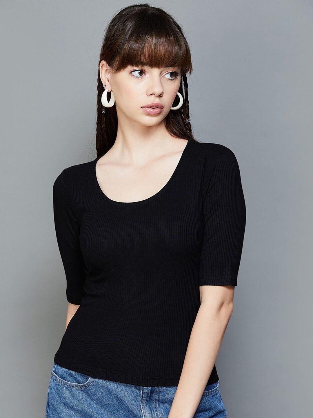 ginger by lifestyle scoop neck fitted top
