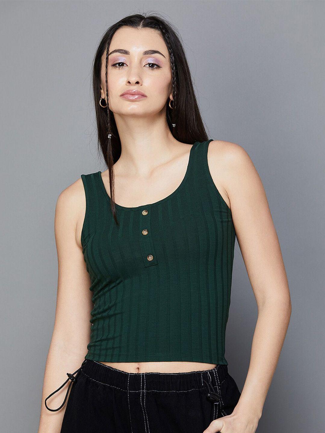 ginger by lifestyle striped scoop neck crop top