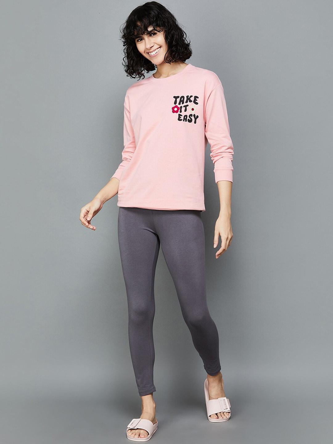 ginger by lifestyle typography printed sweatshirt with leggings
