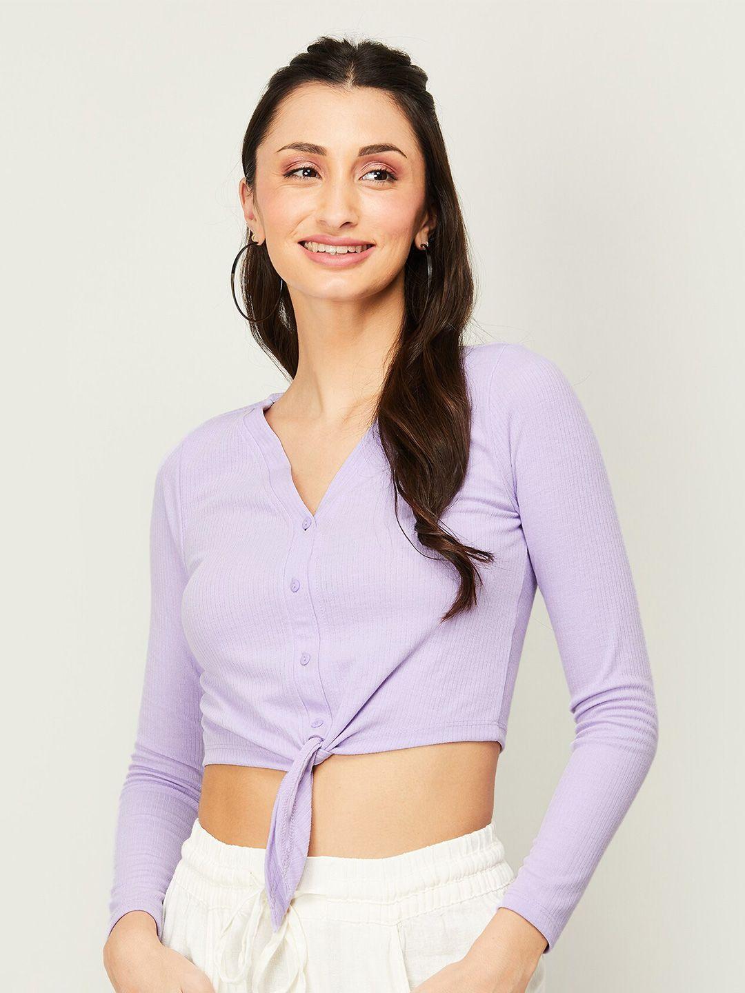ginger by lifestyle waist tie-up shirt style crop top