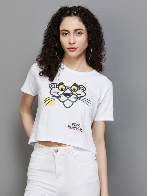 ginger by lifestyle white cotton graphic print top