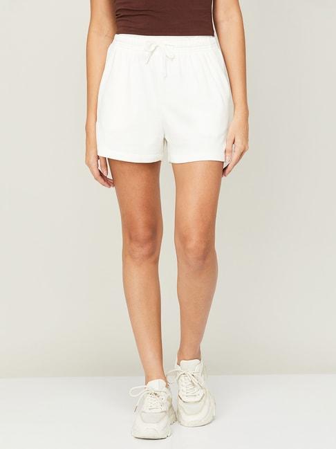 ginger by lifestyle white cotton mid rise shorts
