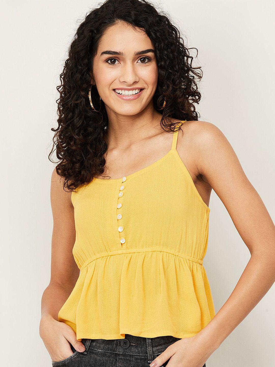 ginger by lifestyle women  yellow peplum top