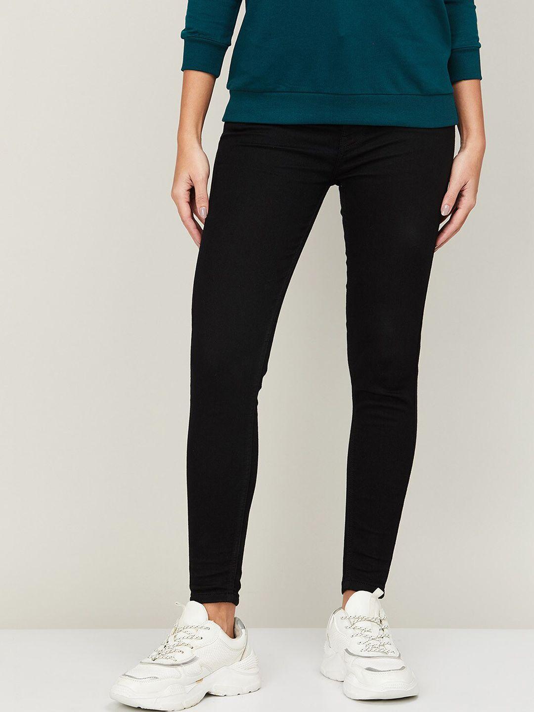 ginger by lifestyle women black skinny solid  fit jeans