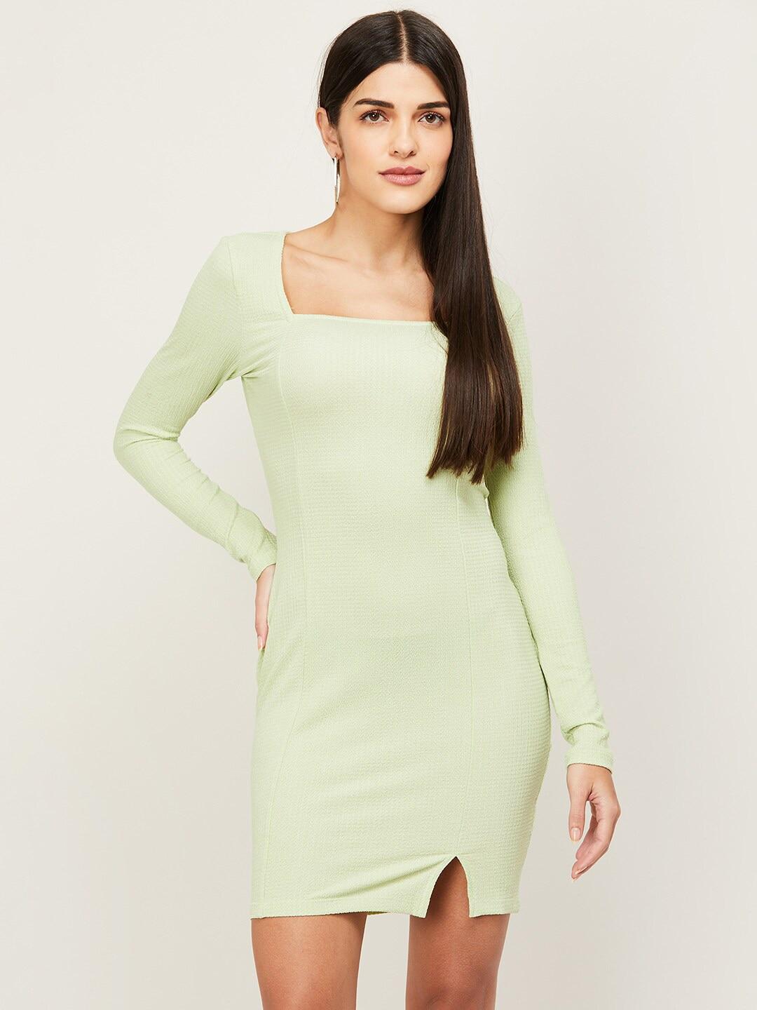 ginger by lifestyle women green bodycon dress
