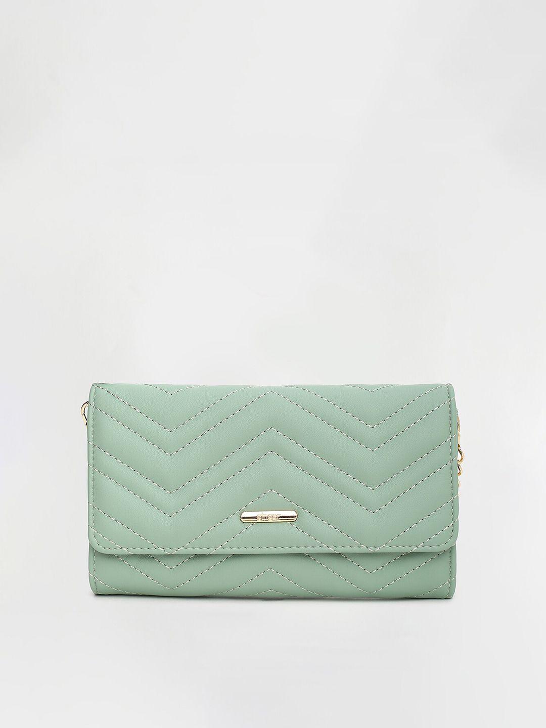 ginger by lifestyle women green textured envelope  wallets