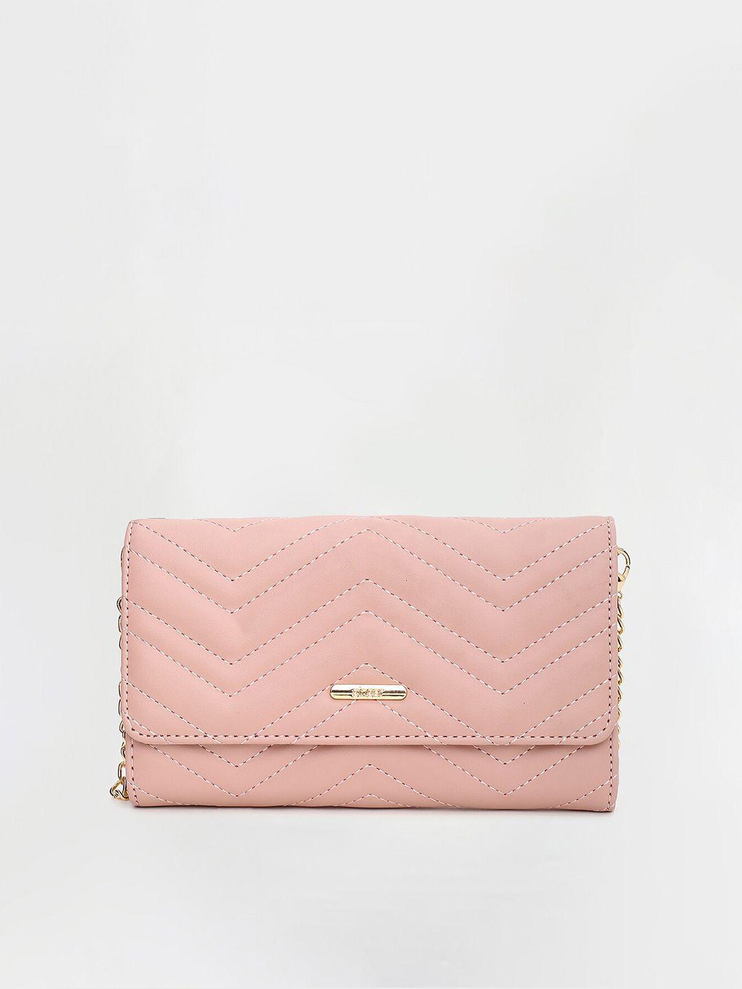 ginger by lifestyle women mauve textured quilted synthetic wallets