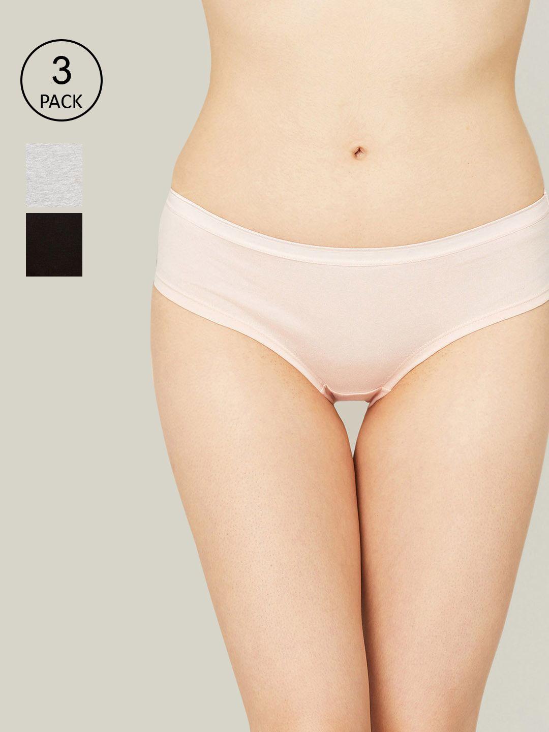 ginger by lifestyle women pack of 3 assorted cotton hipster briefs