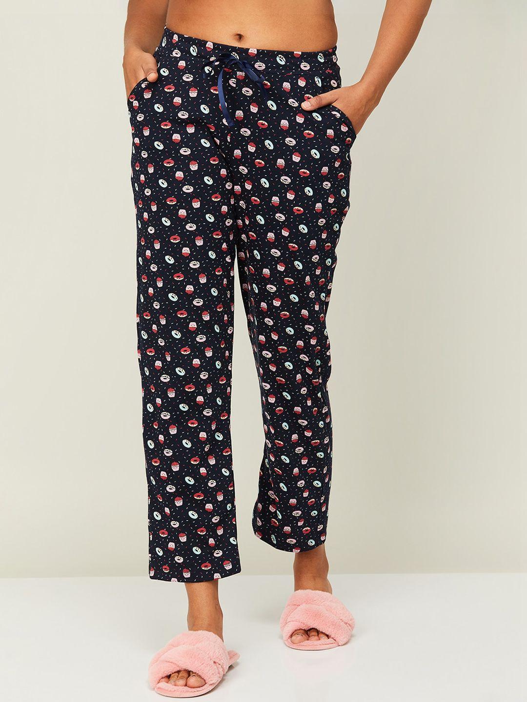 ginger by lifestyle women printed mid-rise cotton lounge pants