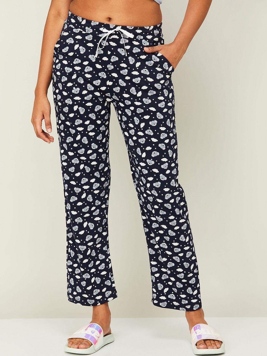 ginger by lifestyle women printed mid-rise cotton lounge pants