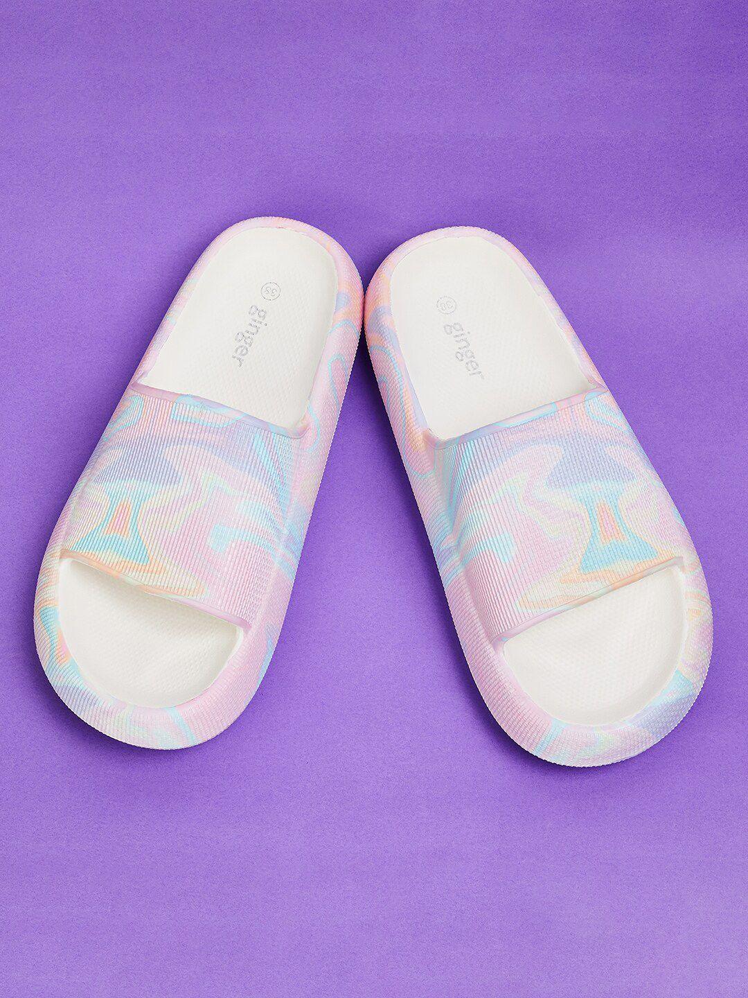 ginger by lifestyle women printed rubber sliders