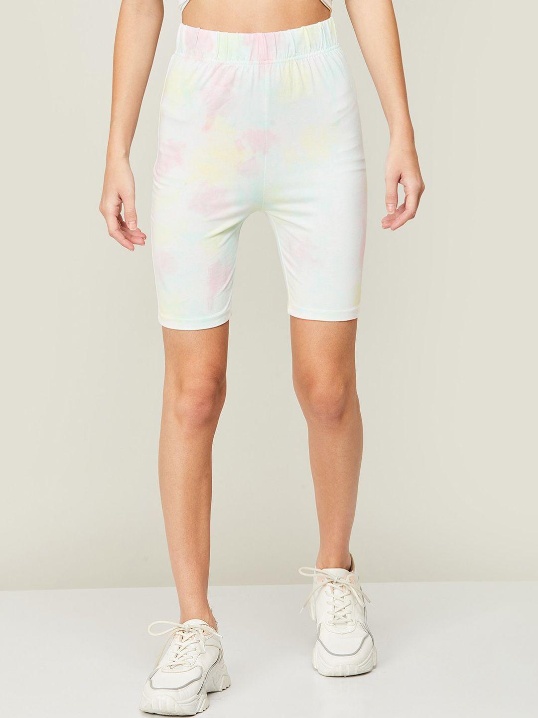 ginger by lifestyle women tie & dye printed cotton sports shorts