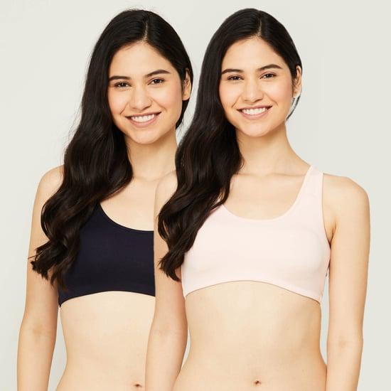 ginger solid non-padded non-wired beginners bras - pack of 2