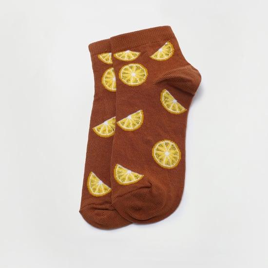 ginger women lime pattern ankle-length socks