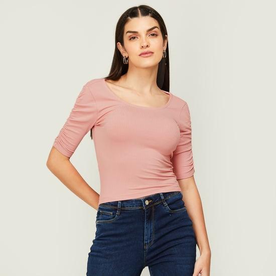 ginger women ribbed crop knitted top