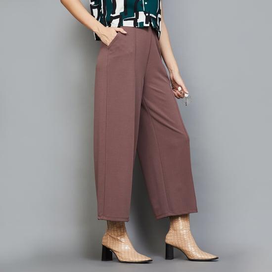 ginger women solid elasticated trousers