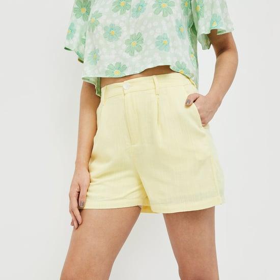 ginger women solid woven shorts