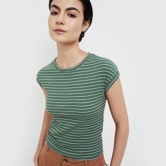 ginger women textured striped t-shirt