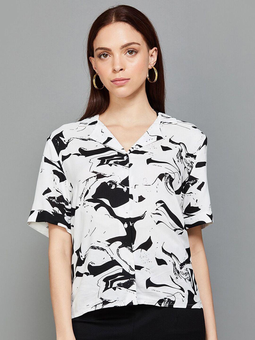 ginger by lifestyle abstract printed shirt style top