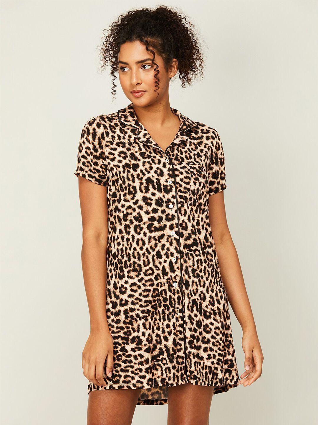 ginger by lifestyle animal printed pure cotton nightdress