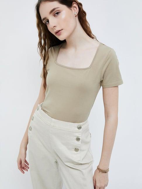 ginger by lifestyle beige cotton top