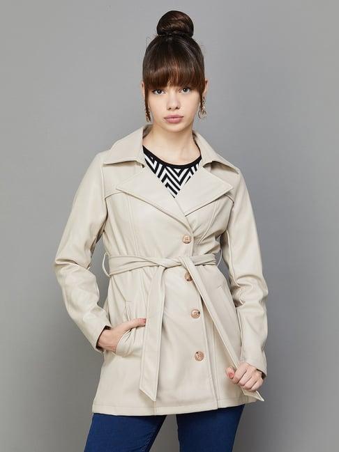 ginger by lifestyle beige regular fit jacket