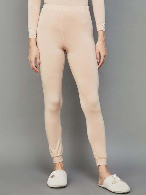 ginger by lifestyle beige regular fit thermal pyjamas