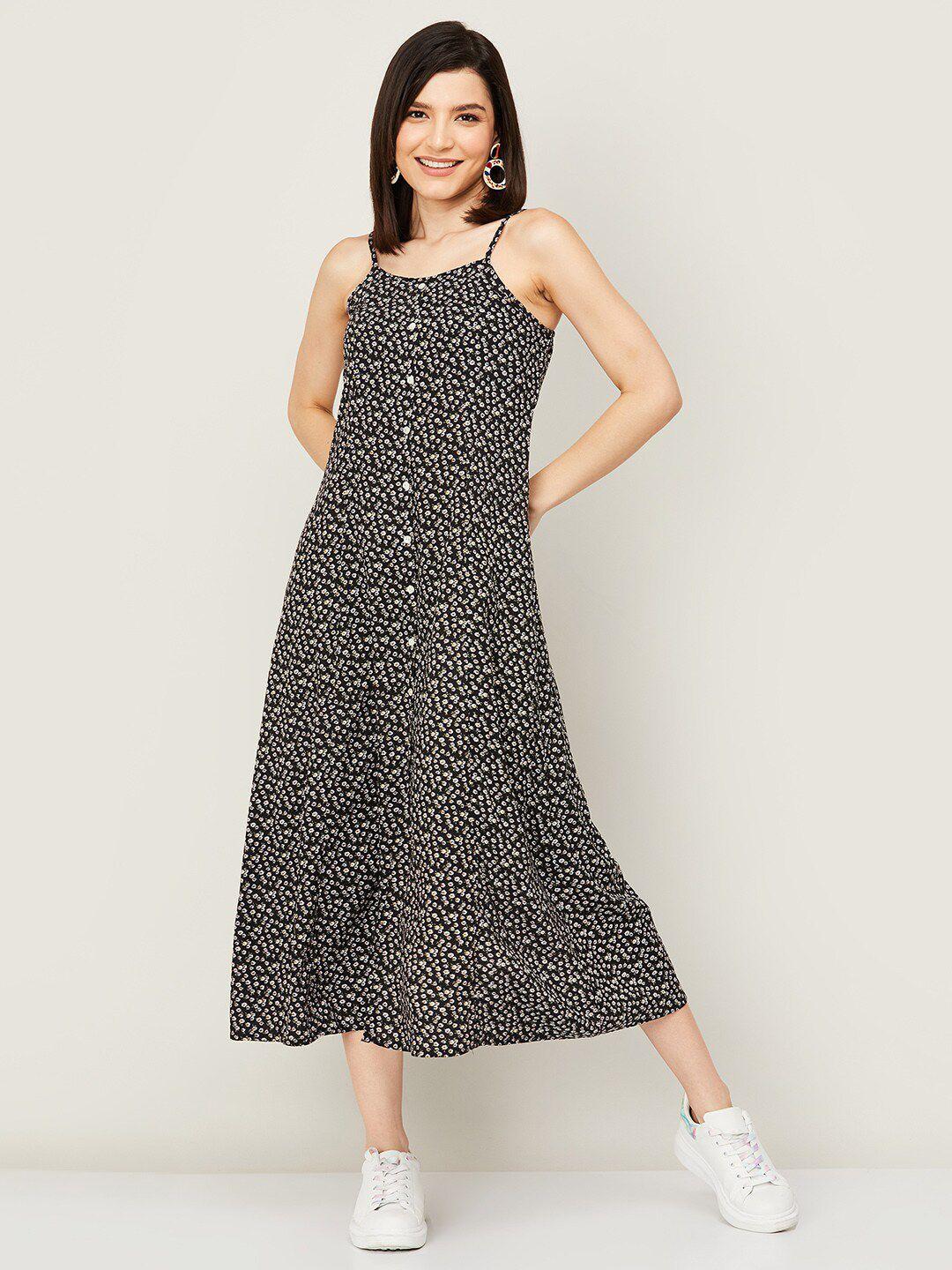 ginger by lifestyle black a-line midi dress