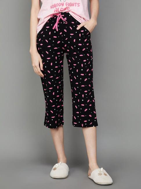 ginger by lifestyle black cotton printed capris