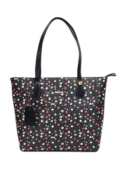 ginger by lifestyle black printed tote bag