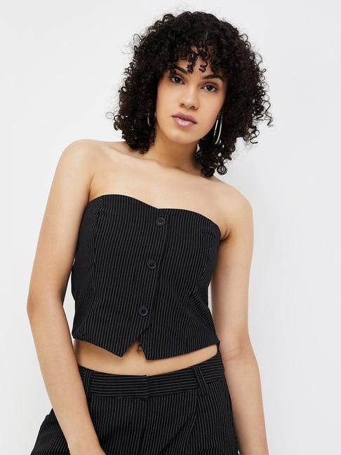 ginger by lifestyle black striped crop top