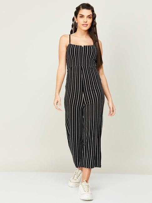 ginger by lifestyle black striped jumpsuit