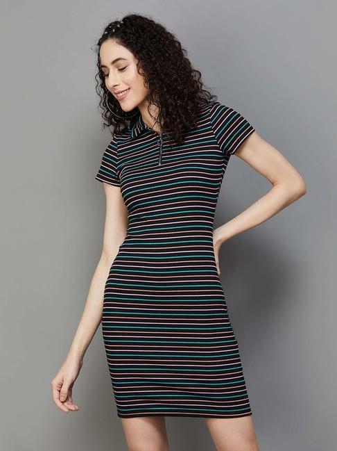 ginger by lifestyle black striped shift dress