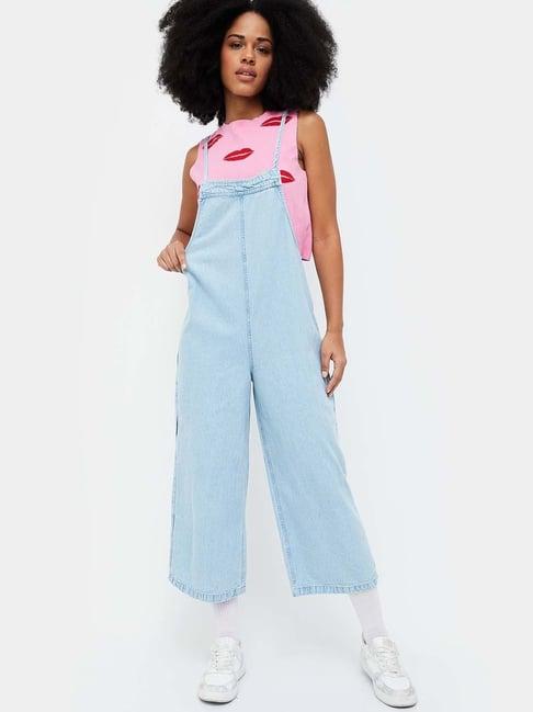 ginger by lifestyle blue cotton jumpsuit